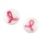 Lampwork Glass White Flat Round Bead with Pink Ribbon (Package of 2 Beads)